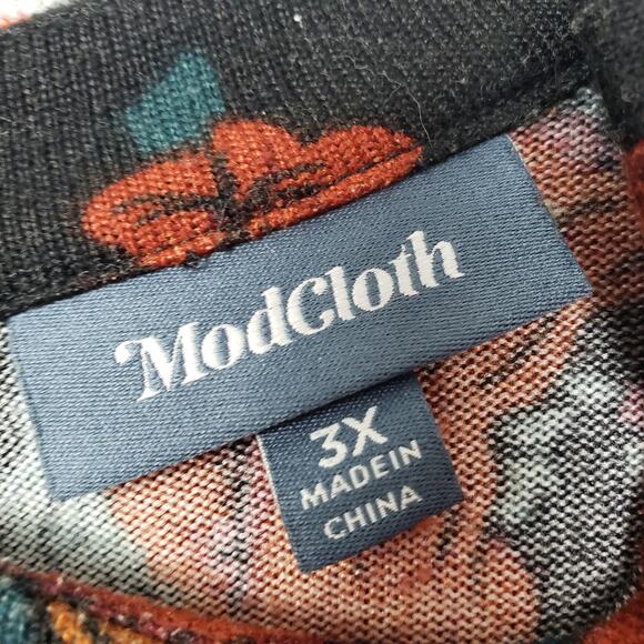 ModCloth 3X Long Sleeve Midi Dress Dark Floral Fairy Grunge Modest Casual Fall - Picture 6 of 10